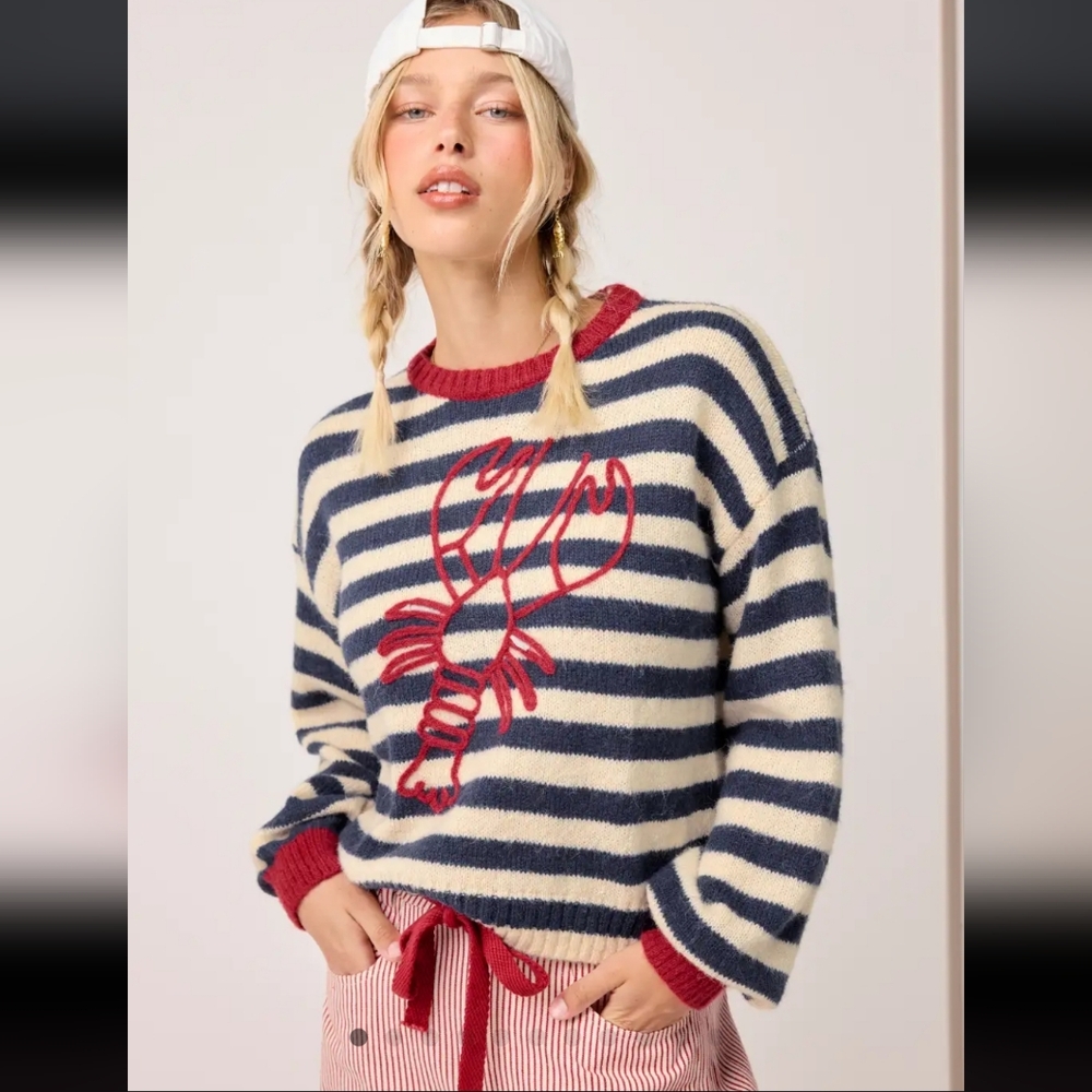 Cider Nautical Striped Sweater - Red and Blue